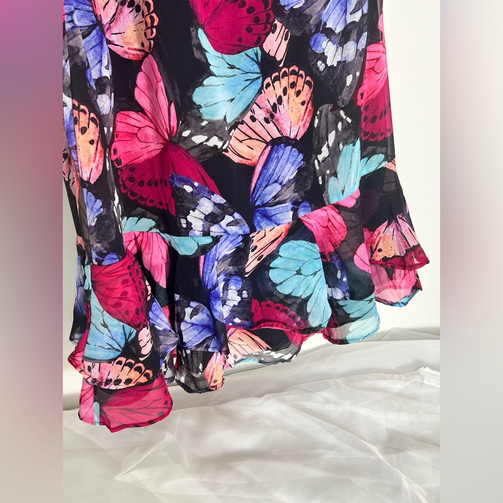 Boston Proper NWT One Shoulder Butterfly Print Multicolor Whimsical Fairy 14 - Picture 4 of 12